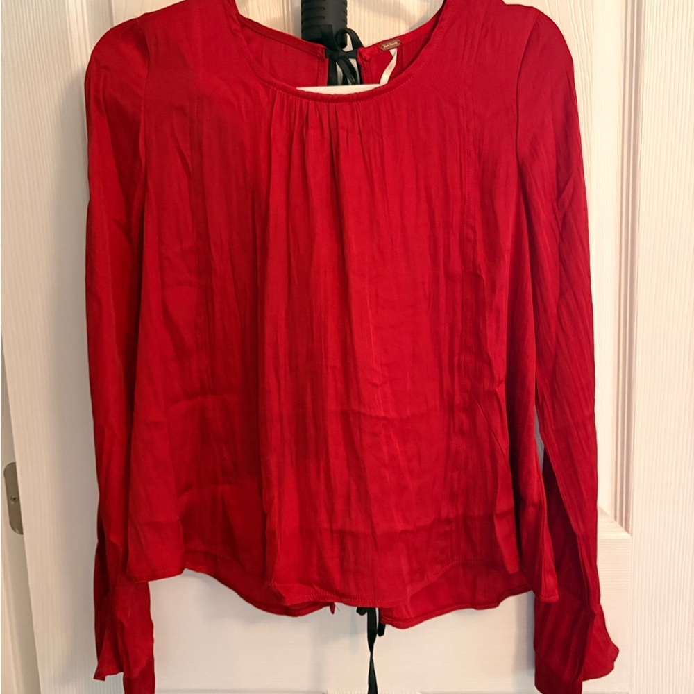 Free People Vibrant Red Blouse
